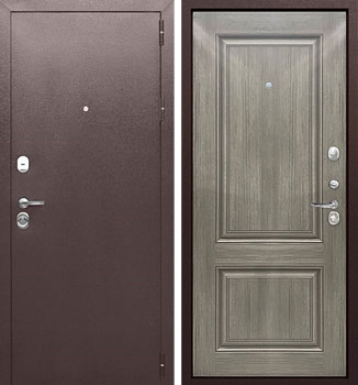Входная металлическая дверь Тайга 9 см Серый клен